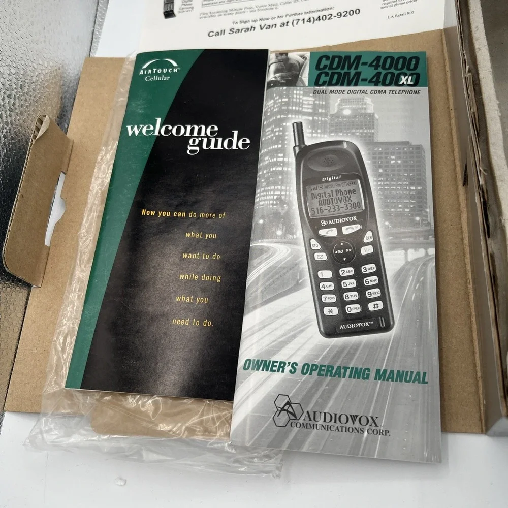 Vintage AirTouch Digital Phone AUDIOVOX CDM 4000AT, Box, Accessories, FREE SHIP